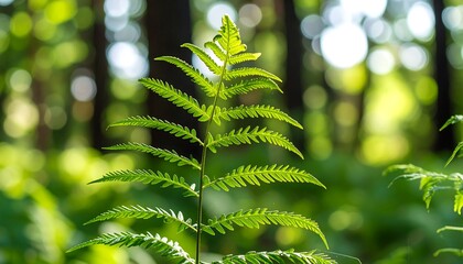 Bright fern in forest