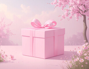3d minimal pink gift box. gift box for special event. 3d rendering illustration.  