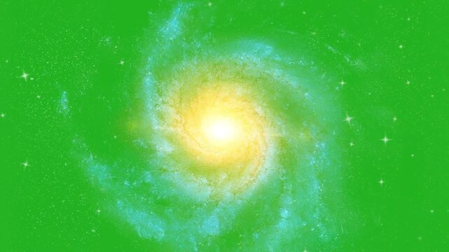 Animation of the Milky Way Galaxy spinning against a green screen background