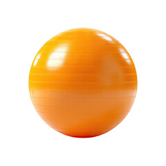 Bright orange exercise ball, smooth surface with horizontal grooves