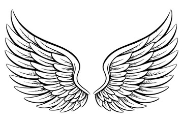 Vector Angel Wings Illustration – Symmetrical Feathered Wing Design for Tattoos and Logos