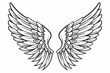 Angel Wings Vector Illustration – Detailed Feathered Wing Design for Tattoos and Logos