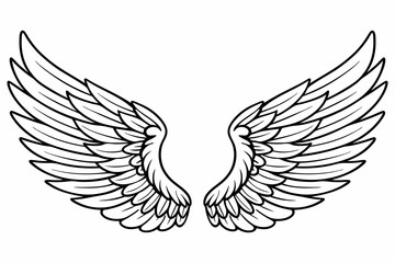 Obraz premium Angel Wings Vector Illustration – Detailed Feathered Wing Design for Tattoos and Logos