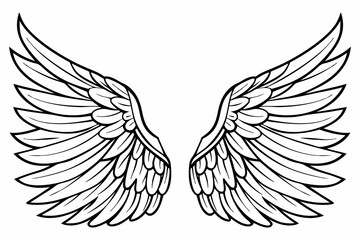 Obraz premium Angel Wings Vector Illustration – Detailed Feathered Wing Design for Tattoos and Logos