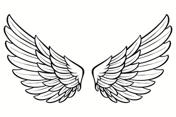 Fototapeta premium Angel Wings Vector Illustration – Detailed Feathered Wing Design for Tattoos and Logos