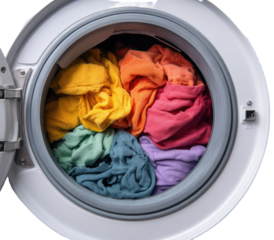 Colorful laundry in a washing machine