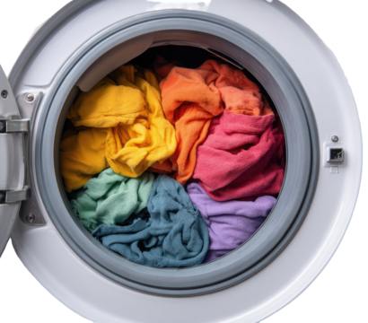 Colorful laundry in a washing machine