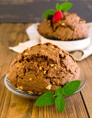 Muffins on Wooden Table