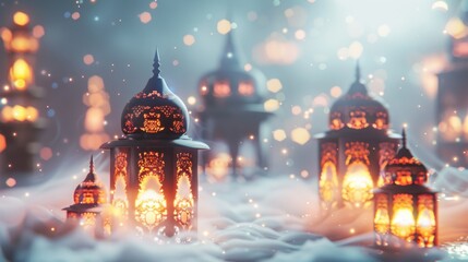 Obraz premium Ornate lanterns glowing warmly