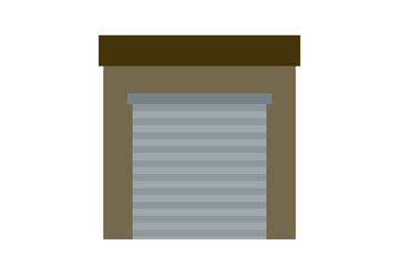 ガレージ　駐車場　茶色