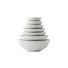Stack of White Porcelain Bowls, Nested Kitchenware, Simple Elegant Design