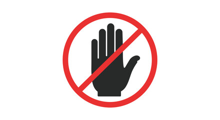 prohibited hand gesture warning symbol red circle slash black palm