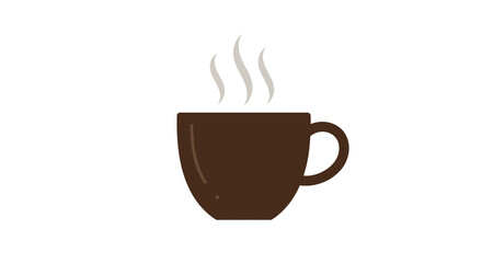 Steaming Brown Coffee Cup Illustration with Handle and Aroma.