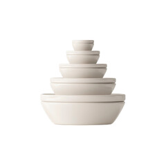 Stack of Cream-Colored Ceramic Bowls, Kitchenware Set, Nested Bowls