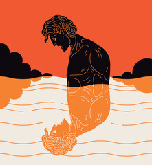 greek mythology narcissus watching his own reflex in water