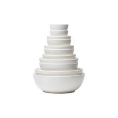 Stack of White Porcelain Bowls, Nested Kitchenware, Modern Tableware
