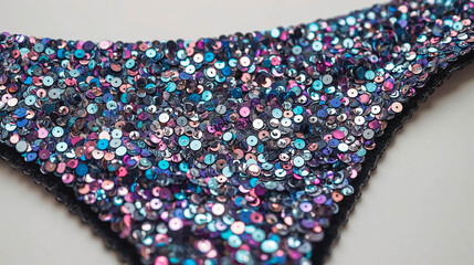 Colorful sequined fabric close-up