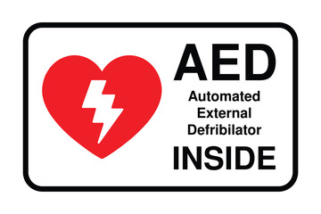 Defibrillator Sign Plate – AED Access Symbol with Heart and Bolt Icon – High Quality Transparent Stock Image