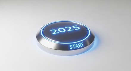 Countdown to Start of New Year 2025 with Glowing Blue Light