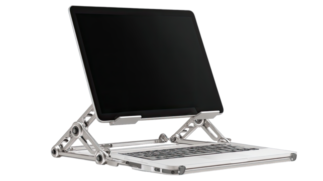 Light gray laptop on adjustable stand
