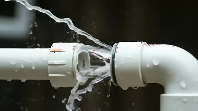Leaking Pipe: Water Gushing from Damaged Joint - Urgent Repair Needed
