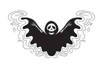 Spooky grim reaper silhouette with wispy smoke effect