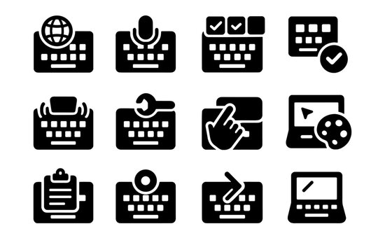 Vector swipe macro icons icon virtual text keyboard voice autocorrect theme control