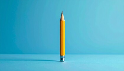 yellow pencil on blue background