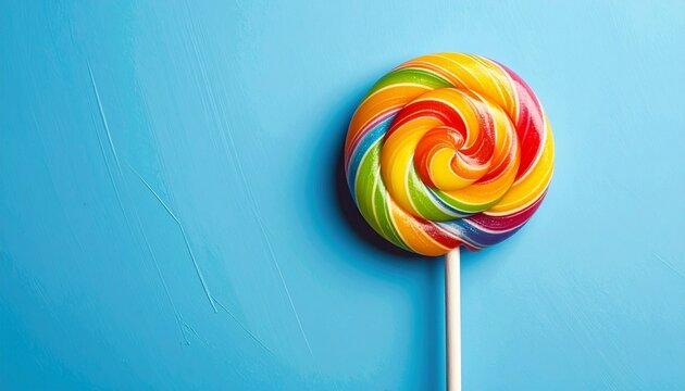 colorful lollipop on blue background
