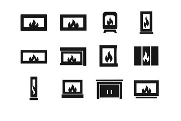Media vector freestanding icon model insert flat fireplace digital design installation