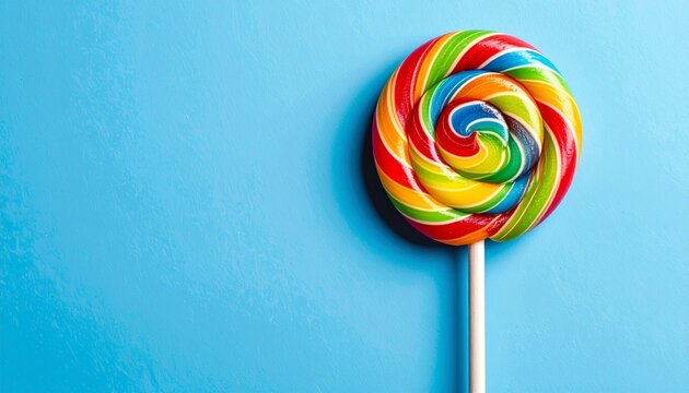 colorful lollipop on blue background