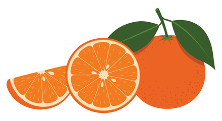 a vibrant orange with slices and green leaves