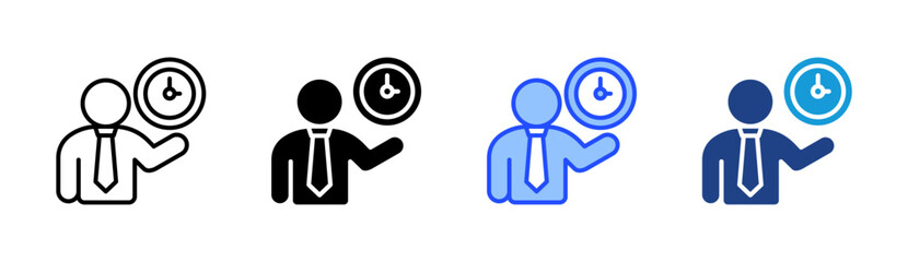 Working Time Icon Set Multiple Style Collection