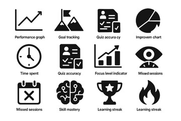 Bars sessions level spent vector trophy time learning tutor skill ai icon