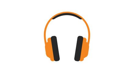 a pair of bright orange headphones with black ear cushions