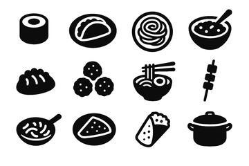 Global node graphic tile pot icons vector cuisine bowl ring rice icon
