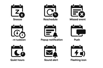 Vector countdown smart sound vibration notification email calendar icon event alert icons