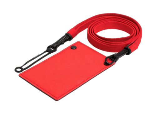Red lanyard card holder