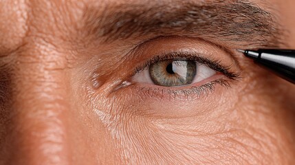 Male blepharoplasty procedure concept with surgeon and patient in clinical environment focusing on eyelid correction and rejuvenation