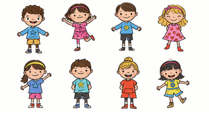 Fototapeta premium Hand-Drawn Cartoon Kids Characters