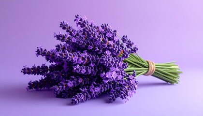 bunch of lavender on a purple background