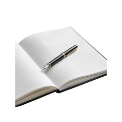 Elegant Fountain Pen Resting on Open Notebook Ready for Writing