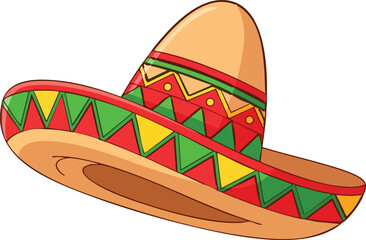 Mexican sombrero hat. Traditional sombreros with ethnic patterns, Mexico style masks cartoon vector illustration of Mexican fashion illustration