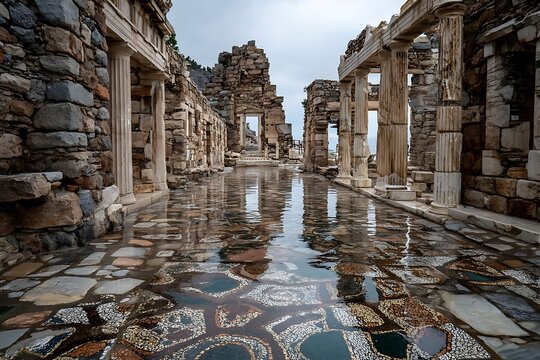 Ancient greek agora site columns high resolution picture