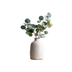 Rustic White Vase with Eucalyptus Branch