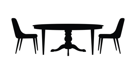 simple silhouette of dining table with two chairs