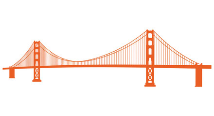 iconic bridge structure spanning water with vibrant orange color