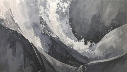 Abstract gray and white fluid art