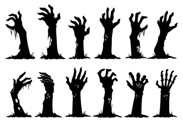 Halloween Dripping Zombie Hands Silhouette Illustration