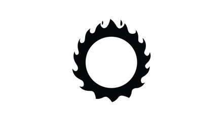 a black flame shaped frame with an oval center